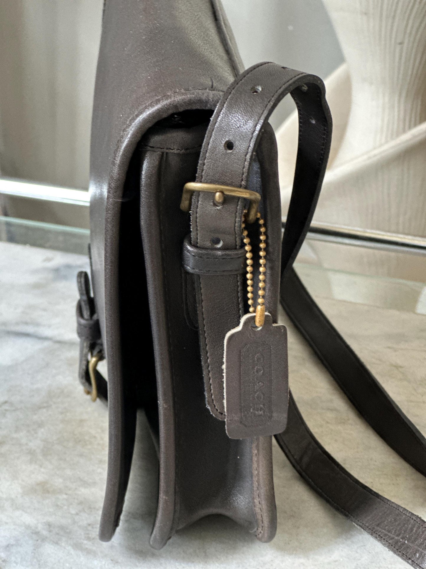 Vintage Coach Black Leather Saddle Pouch Bag #9590 | Made in NYC | Classic Crossbody | Style 9590 | Pre-1994