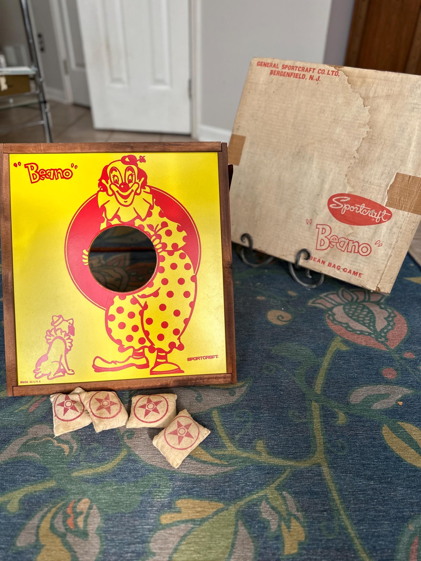 Vintage 1970s Sportcraft Beano the Clown Bean Bag Toss Game | Original Box | Mid-Century Carnival Game | Retro Family Game | Collectible Toy
