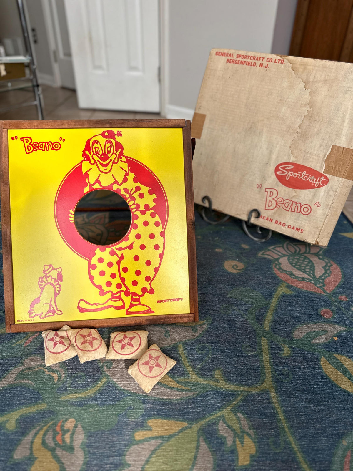 Vintage 1970s Sportcraft Beano the Clown Bean Bag Toss Game | Original Box | Mid-Century Carnival Game | Retro Family Game | Collectible Toy