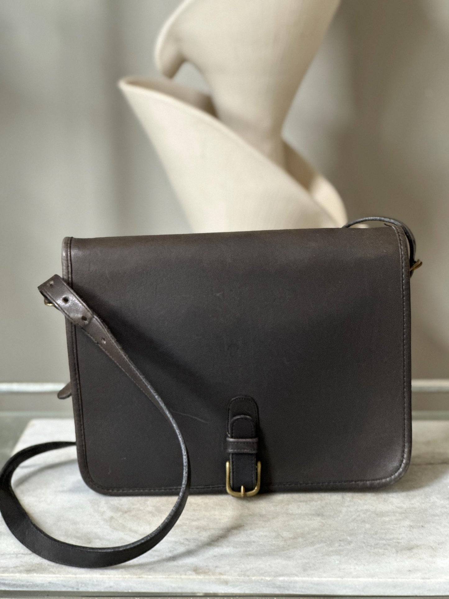 Vintage Coach Black Leather Saddle Pouch Bag #9590 | Made in NYC | Classic Crossbody | Style 9590 | Pre-1994