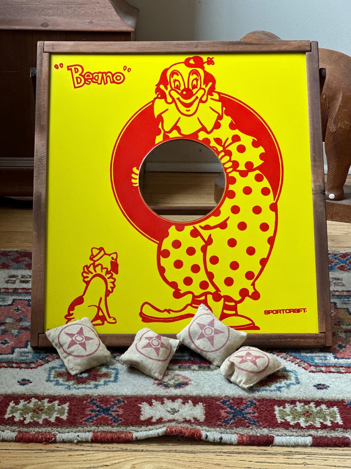 Vintage 1970s Sportcraft Beano the Clown Bean Bag Toss Game | Original Box | Mid-Century Carnival Game | Retro Family Game | Collectible Toy