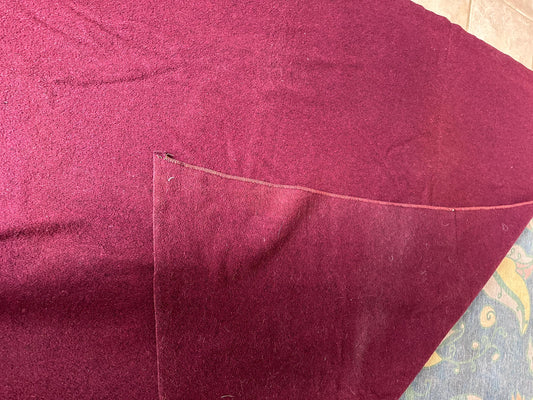 Vintage Maroon Red Wool Stadium Blanket | Cottagecore Picnic Throw | 62” x 78” | Stitched Edges | Rustic Wool Camp Blanket