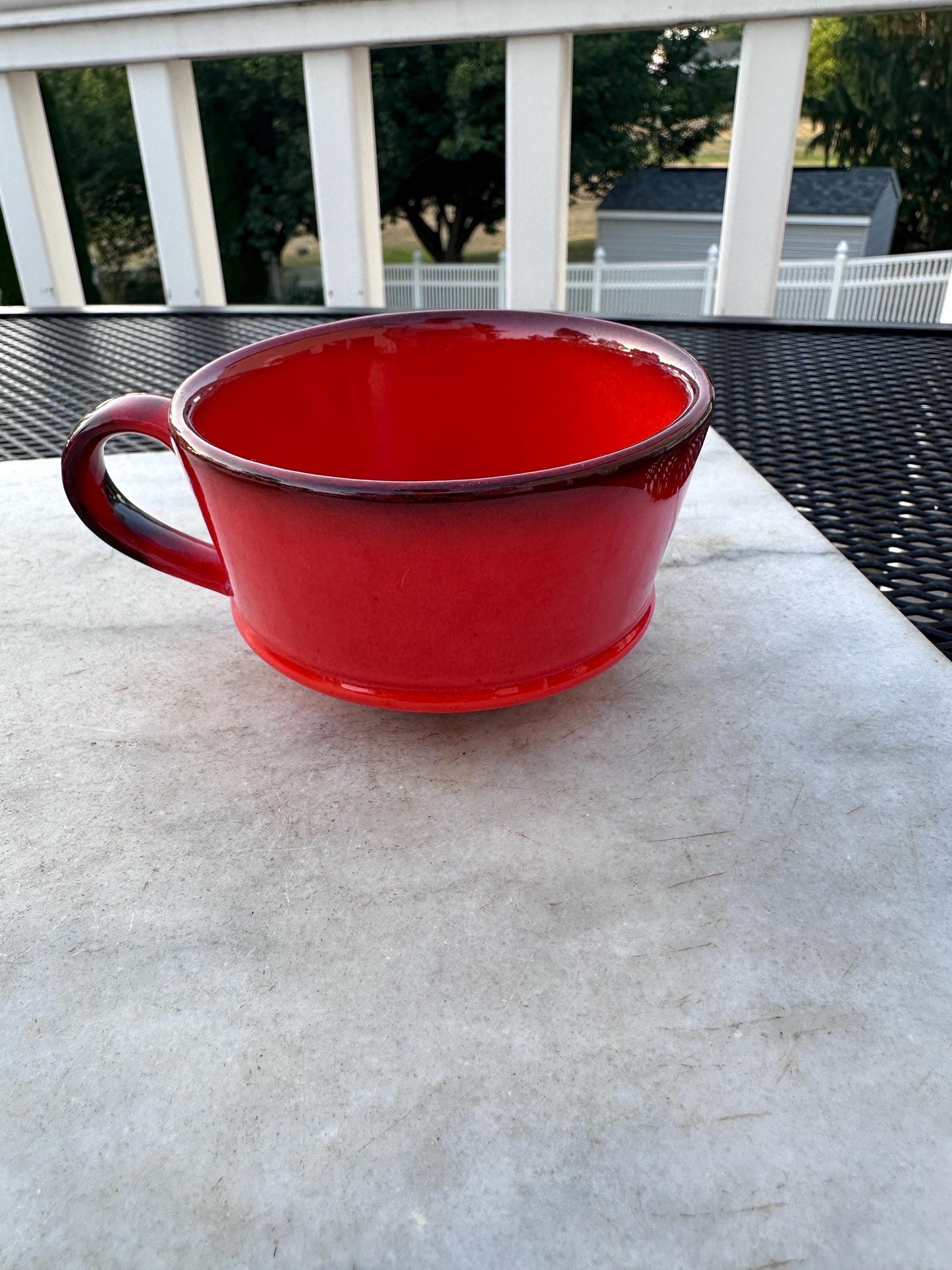 Set of 2 Vintage Metlox Poppytrail Red Rooster Tea Cups & Saucers | Made in USA | Mid-Century California Pottery | Farmhouse Kitchen