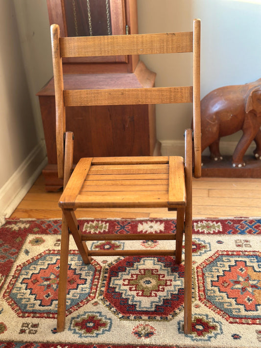 Antique Children’s Folding Deck Chair | Vintage Wood Child Size Patio Chair | Primitive Folding Kids Chair | Farmhouse Cottage Decor