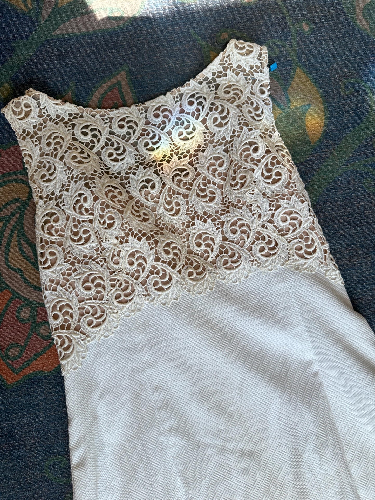 Vintage 1970s Lord & Taylor Fifth Avenue White Lace Empire Waist Gown – Elegant Boho Bridal Maxi Dress