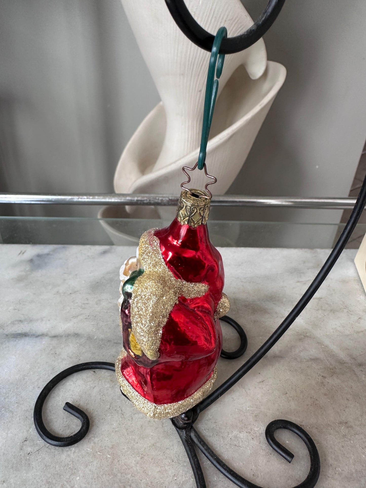 Inge-Glas 1997 Merry Christmas Santa Bell Ornament | Hand-Blown German Glass w/ Clapper | Original Tag & Box | Holiday Collectible
