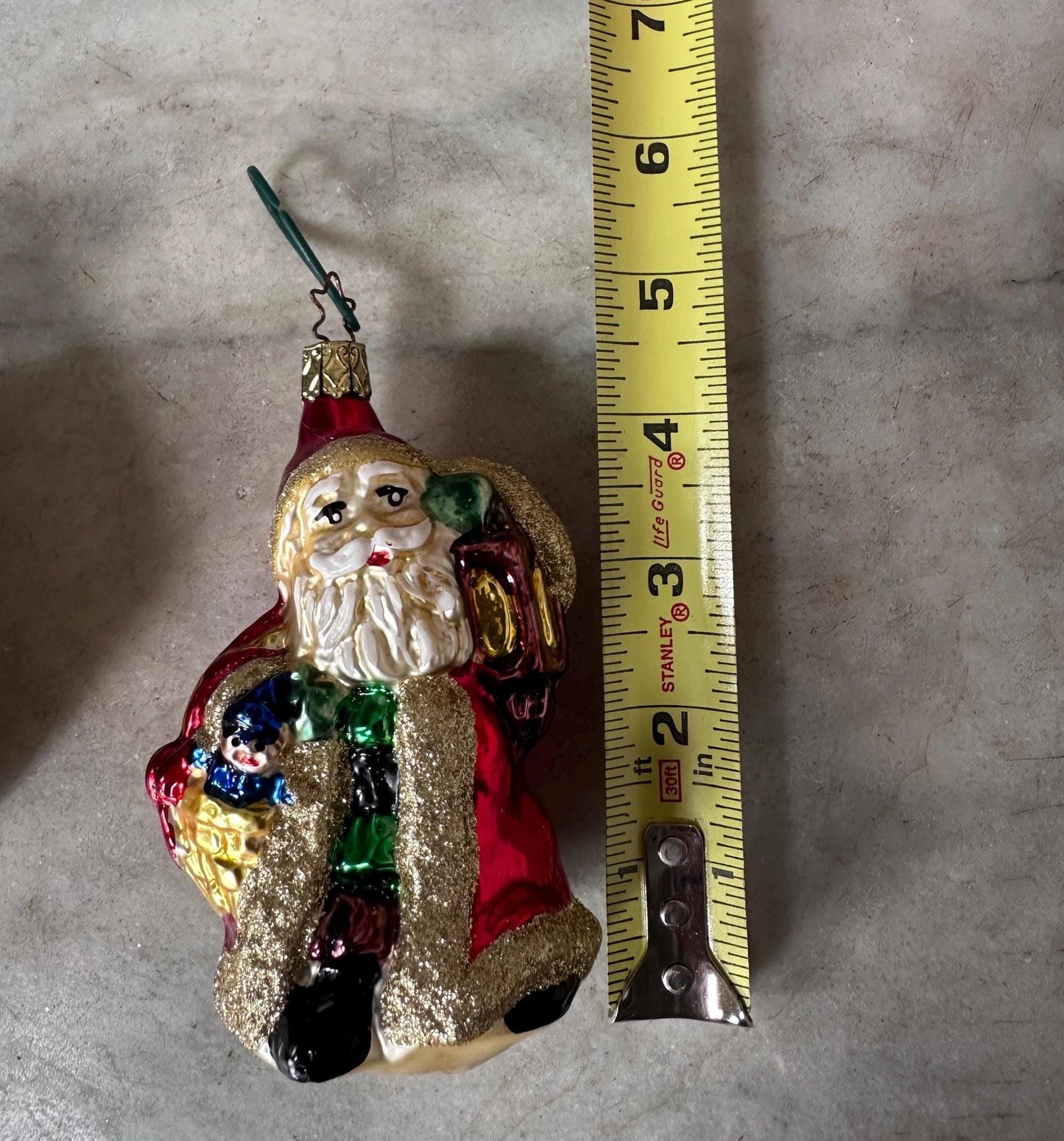 Inge-Glas 1997 Merry Christmas Santa Bell Ornament | Hand-Blown German Glass w/ Clapper | Original Tag & Box | Holiday Collectible