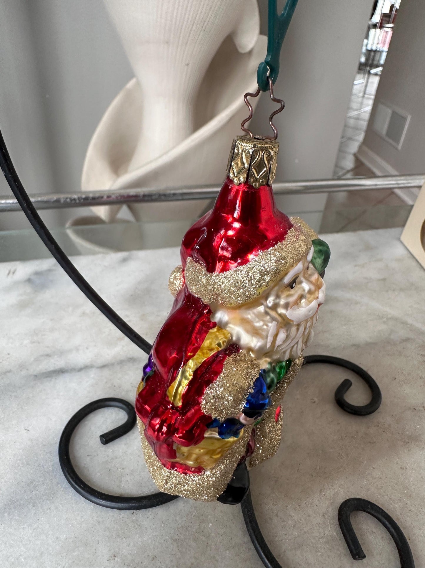 Inge-Glas 1997 Merry Christmas Santa Bell Ornament | Hand-Blown German Glass w/ Clapper | Original Tag & Box | Holiday Collectible