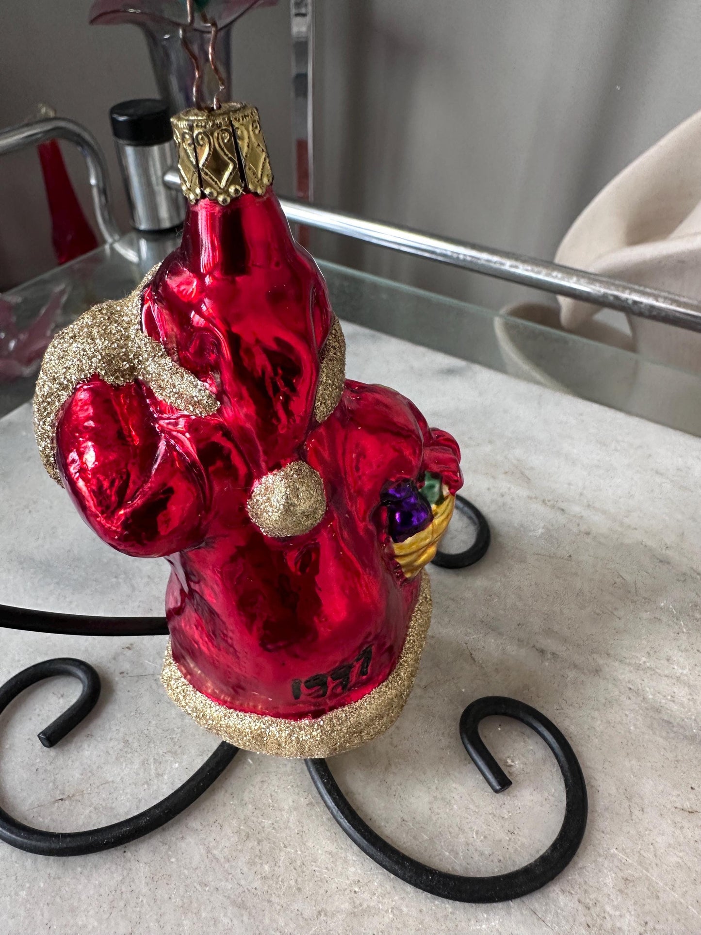 Inge-Glas 1997 Merry Christmas Santa Bell Ornament | Hand-Blown German Glass w/ Clapper | Original Tag & Box | Holiday Collectible
