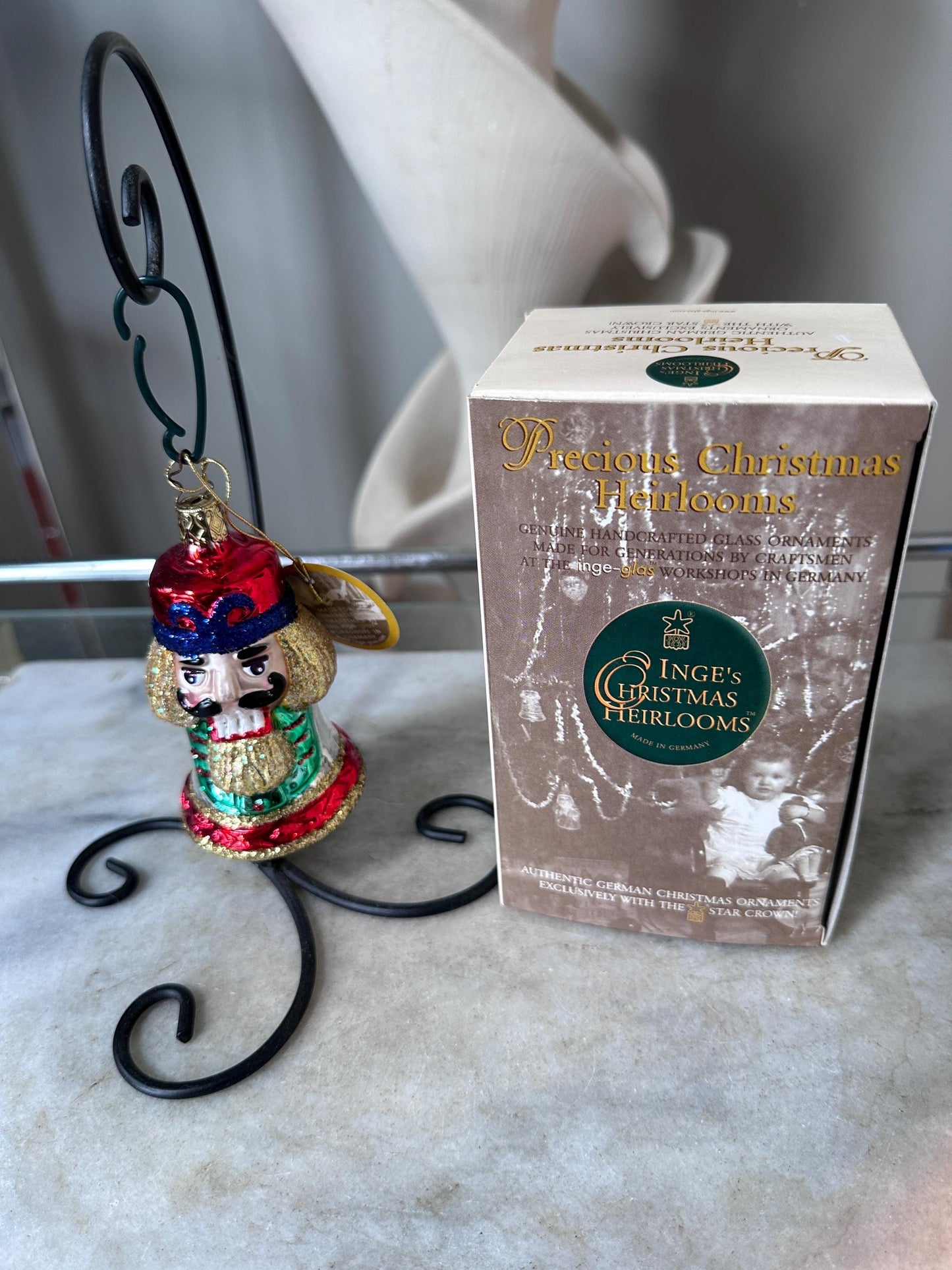 Inge-Glas Christmas Rooster Ornament | Hand-Blown German Glass | Original Box | Holiday Collectible