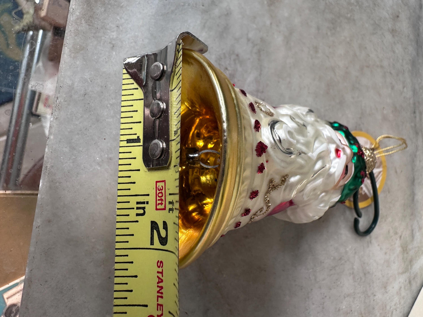 Inge-Glas 2001 Christmas Santa Bell Ornament | Hand-Blown German Glass w/ Clapper | Original Tag & Box | Holiday Collectible