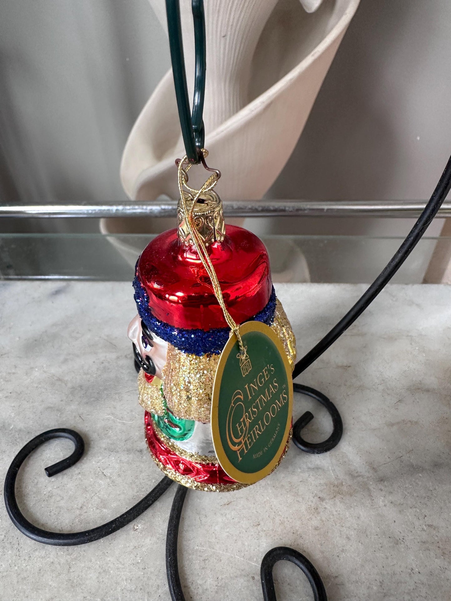 Inge-Glas 2004 Christmas Nutcracker Bell Ornament | Hand-Blown German Glass w/ Clapper | Original Tag & Box | Holiday Collectible