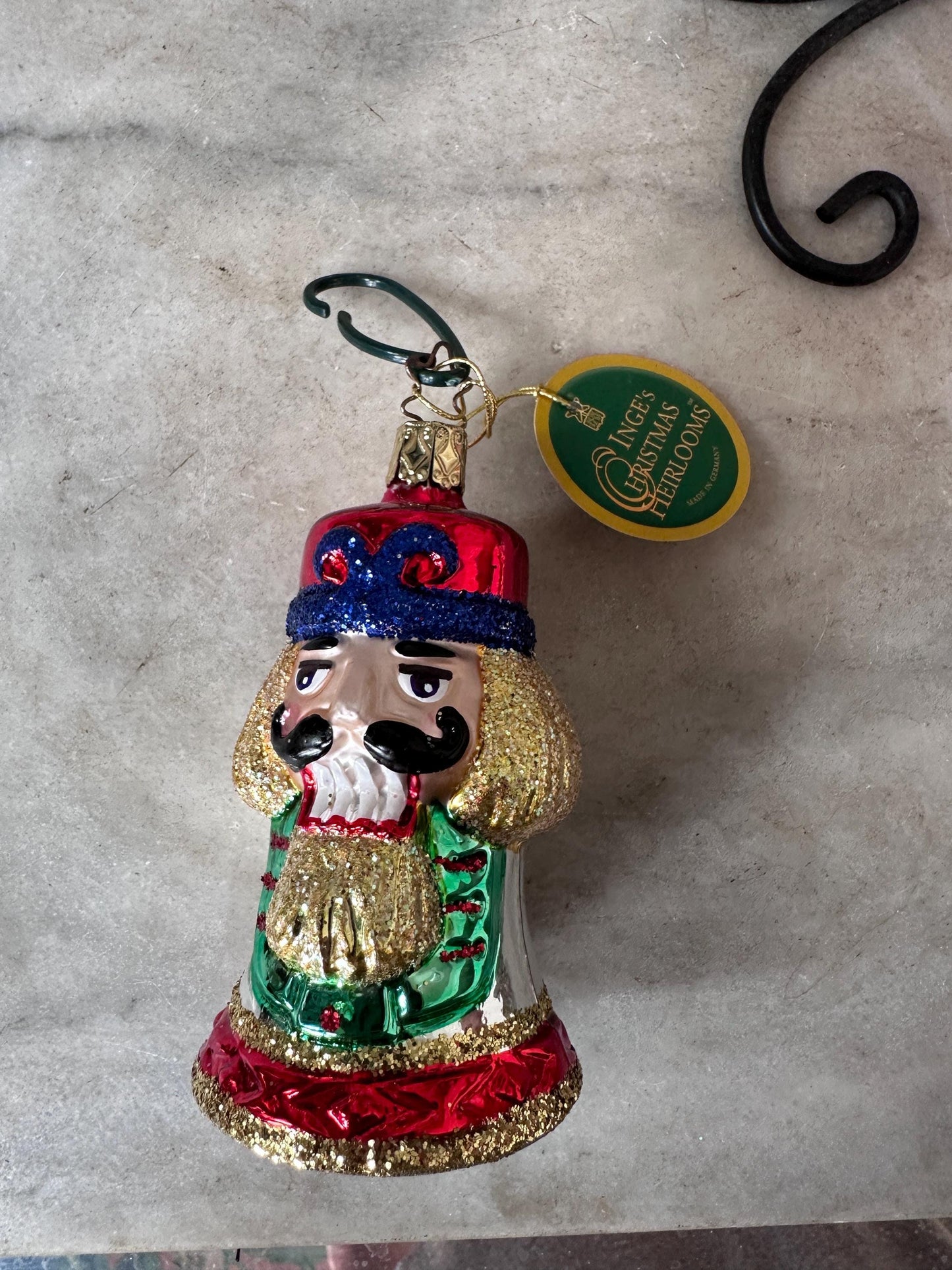 Inge-Glas 2004 Christmas Nutcracker Bell Ornament | Hand-Blown German Glass w/ Clapper | Original Tag & Box | Holiday Collectible
