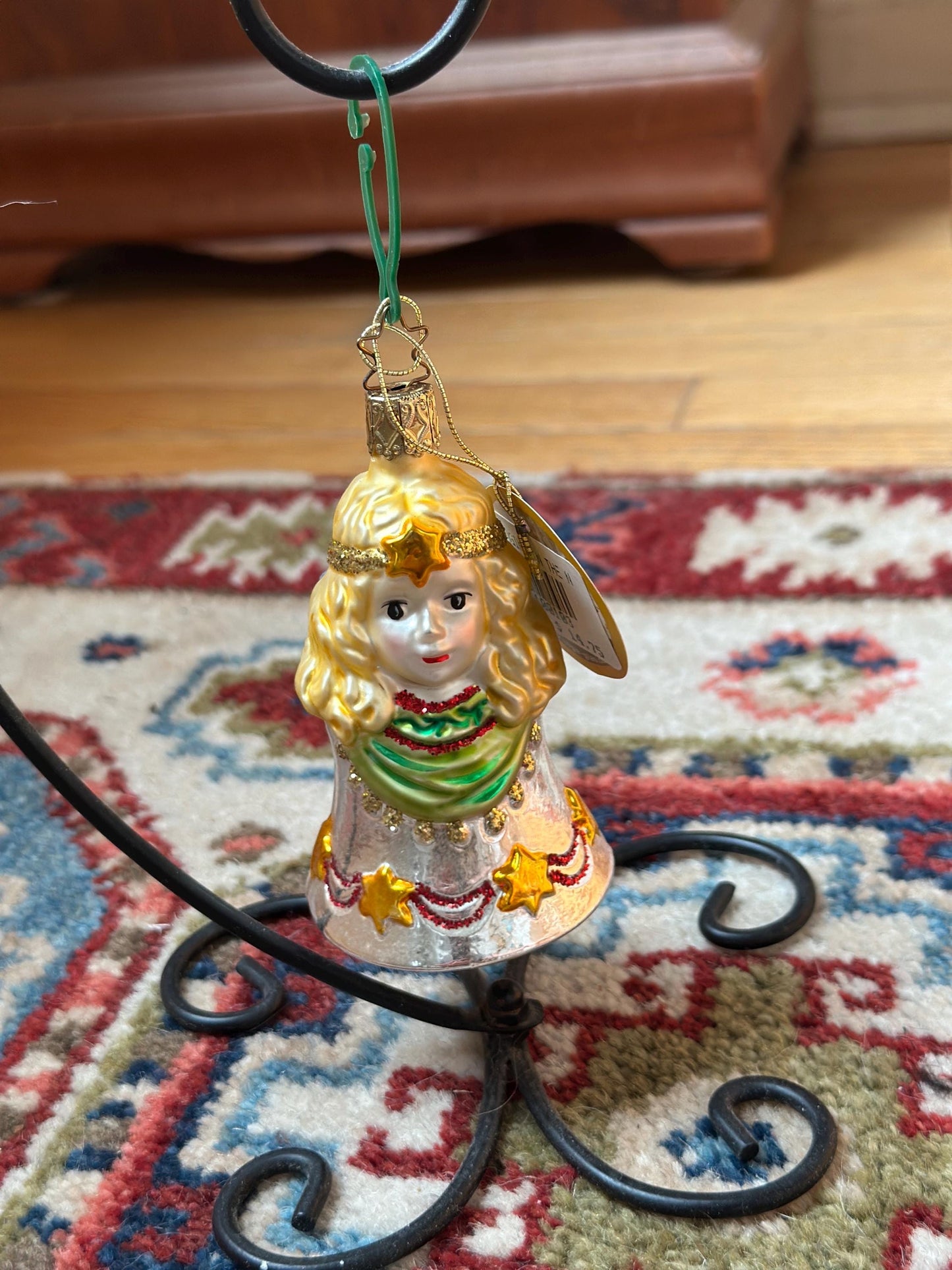 Inge-Glas 2003 Christmas Angel Bell Ornament | Hand-Blown German Glass w/ Clapper | Original Tag & Box | Holiday Collectible