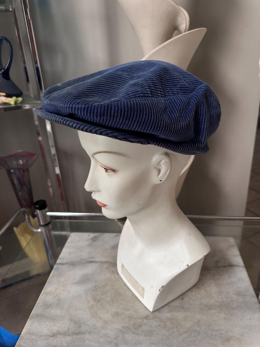 Vintage 1980s Blue Corduroy Newsboy Cap | Men’s Size Medium | Retro Ivy Style Flat Cap | Classic Fall Fashion Hat