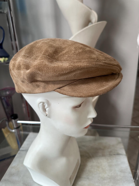 Vintage Woolrich Brown Suede Newsboy Cap | Men’s Size Small | Retro Country Style Hat | Classic Leather Driving Cap