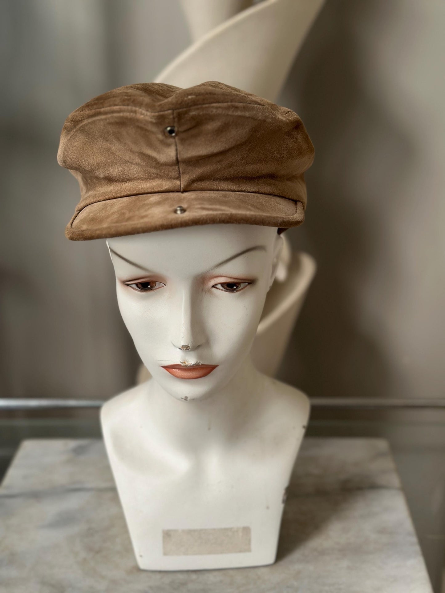 Vintage Woolrich Brown Suede Newsboy Cap | Men’s Size Small | Retro Country Style Hat | Classic Leather Driving Cap