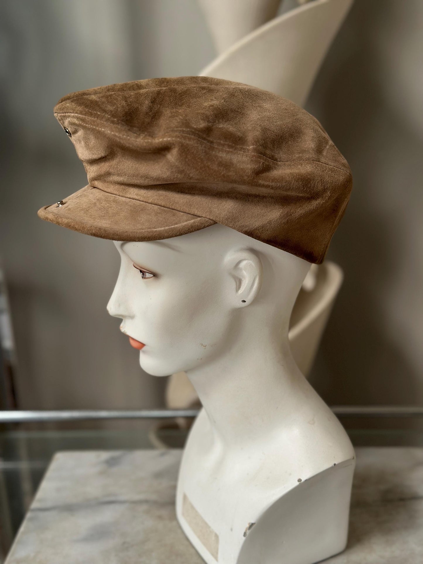 Vintage Woolrich Brown Suede Newsboy Cap | Men’s Size Small | Retro Country Style Hat | Classic Leather Driving Cap