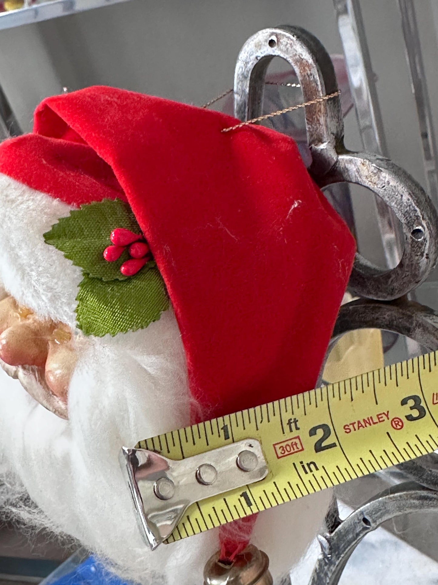 Vintage Santa Claus Head Christmas Ornament 1993 | Foley’s Holiday Collectible | 5” Santa Face Ornament | Jingle Bell Hat | Retro Christmas