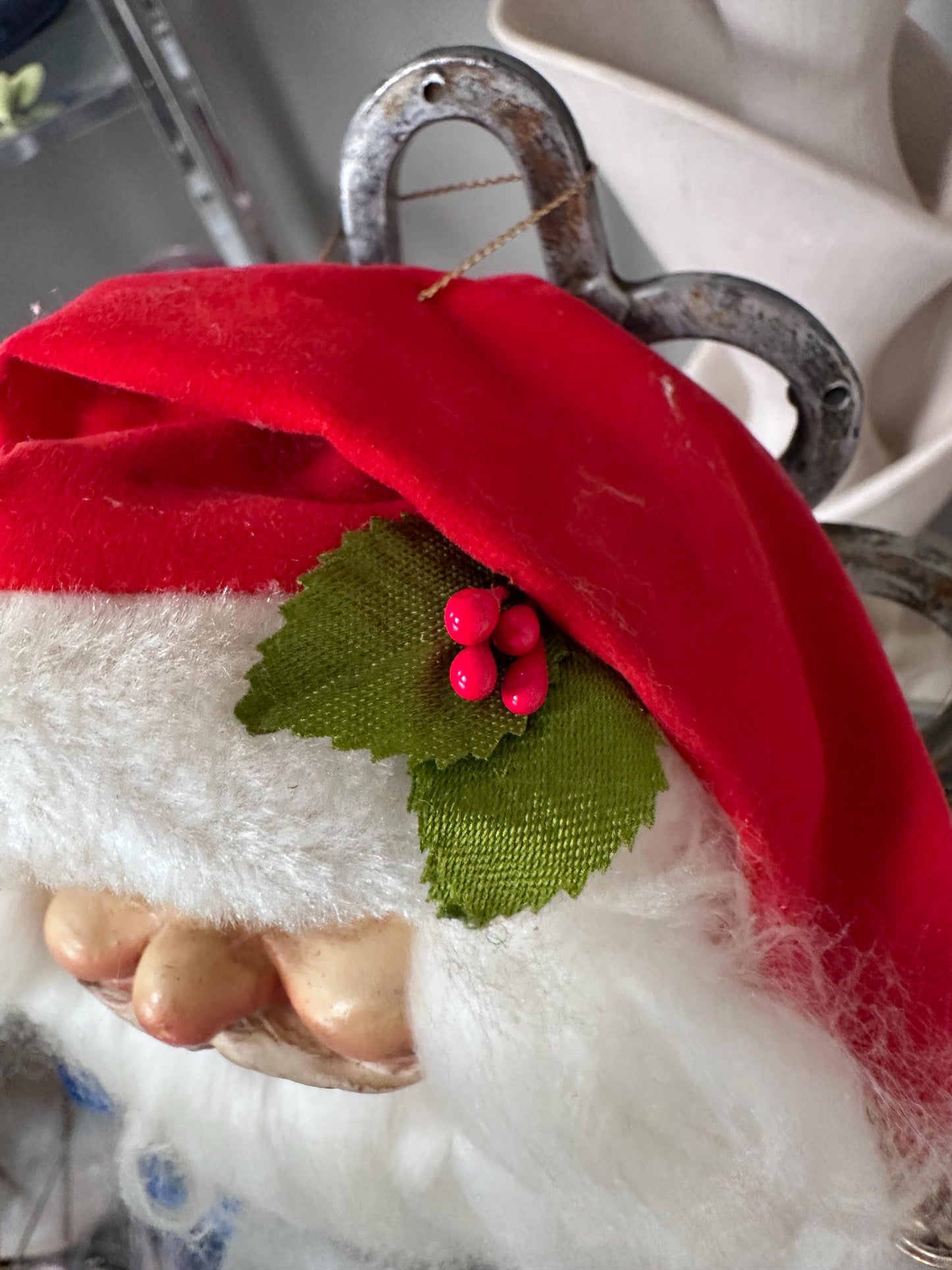 Vintage Santa Claus Head Christmas Ornament 1993 | Foley’s Holiday Collectible | 5” Santa Face Ornament | Jingle Bell Hat | Retro Christmas
