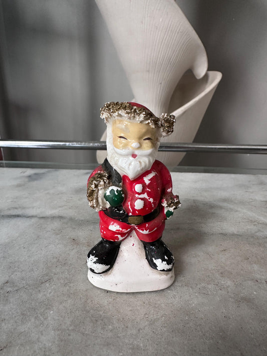 Retro 50's Santa Claus Salt Shaker / Spaghetti Trim / Vintage Santa Claus / Retro Holiday Decor
