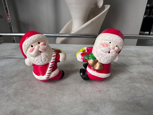 Vintage Santa Candle Climbers – Pair | Made in Taiwan | Scroll Beard Design | Mid-Century Christmas Décor