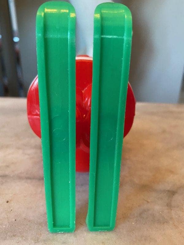 Vintage Mid Century 50’s Hard Plastic Christmas Rosen Robro Santa on Green Skis Candy Holder
