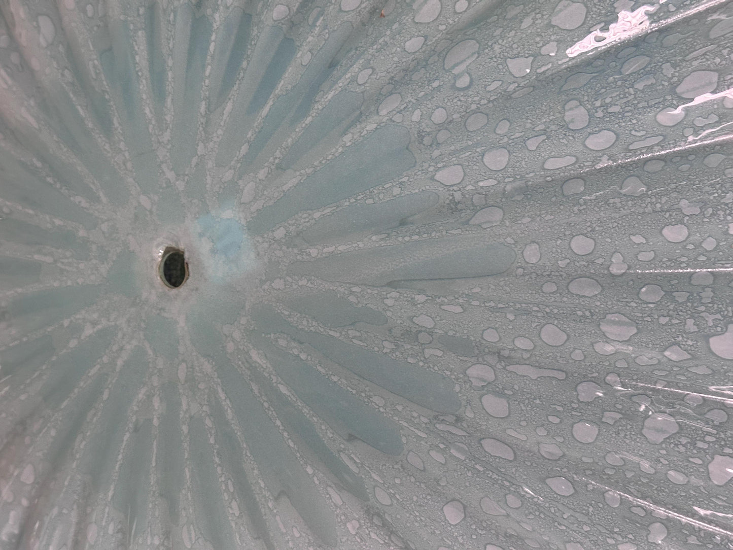 Vintage MCM Murano Style Scalloped Glass Lamp Shade | White w Hints of Blue Opalescent Art Glass | 20”