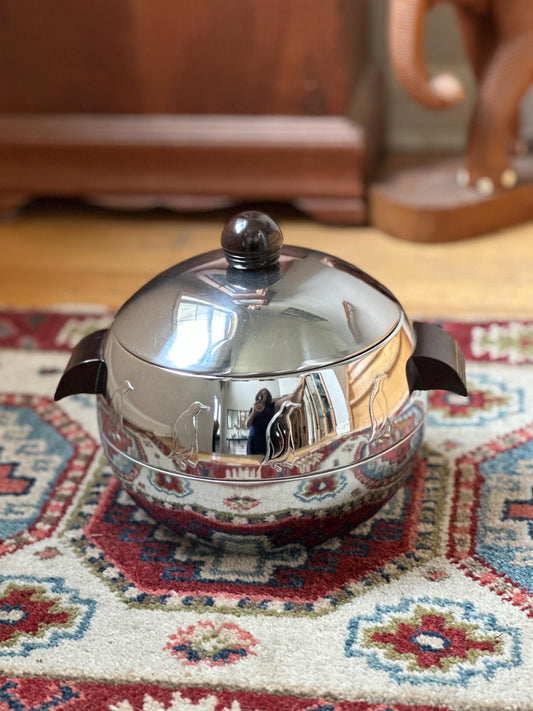 1950s West Bend Chrome Penguin Ice Bucket, Hot &  Cold Server, Mid Century Barware, Made in USA, Bakelite Knob and Handles, MCM Decor
