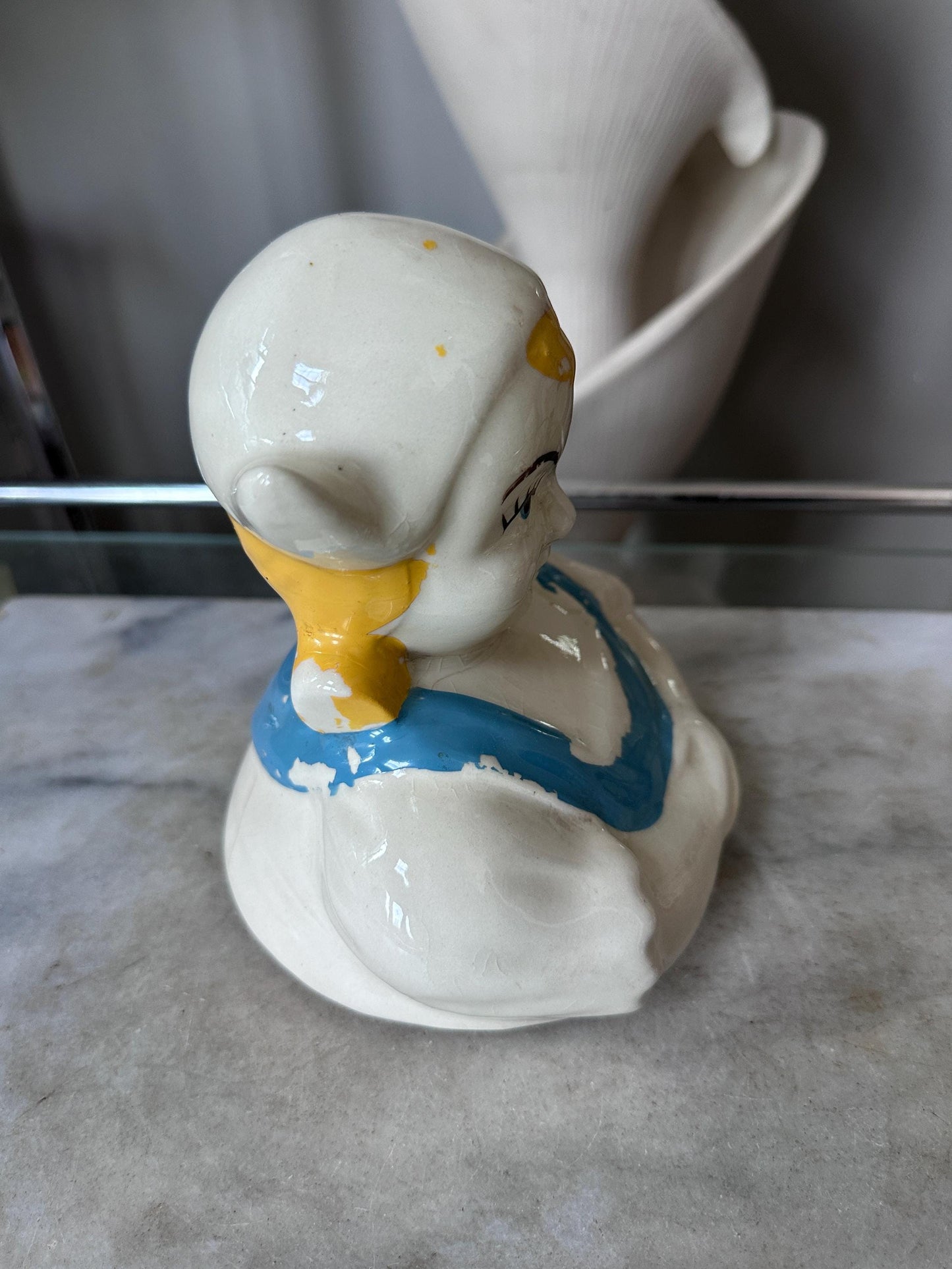 Set of 2 Vintage American Bisque Dutch Boy & Dutch Girl Cookie Jar Lids 1940s Replacement Parts Dutch Figurine Tops