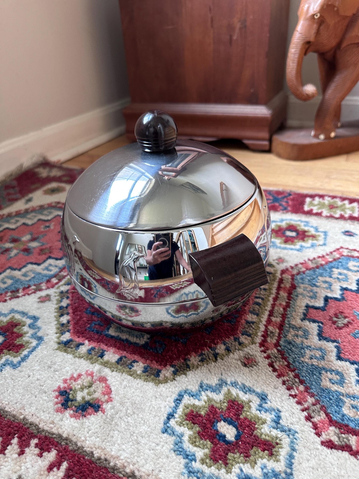 1950s West Bend Chrome Penguin Ice Bucket, Hot &  Cold Server, Mid Century Barware, Made in USA, Bakelite Knob and Handles, MCM Decor