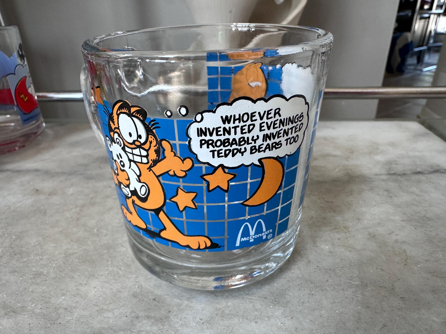 Vintage 1978 Garfield Glass Mugs Set of 5 Hazel-Atlas Coffee Cups Retro Cartoon Collectible