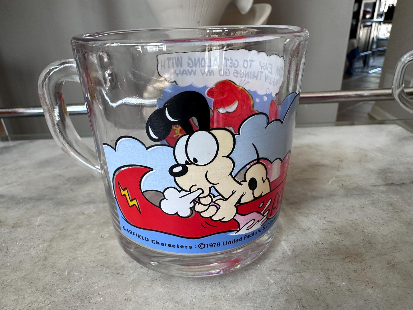 Vintage 1978 Garfield Glass Mugs Set of 5 Hazel-Atlas Coffee Cups Retro Cartoon Collectible