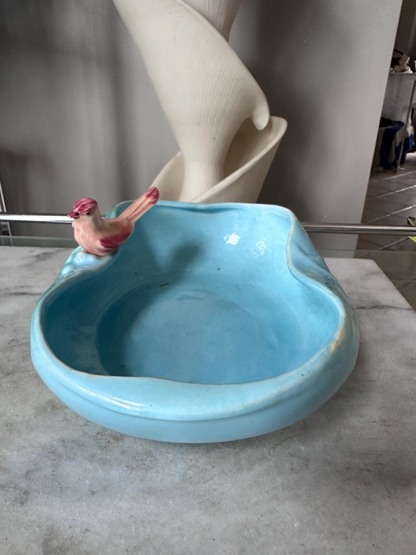 1950 McCoy Pottery Novelty Dish with Bird in Blue and Pink USA Pottery McCoy