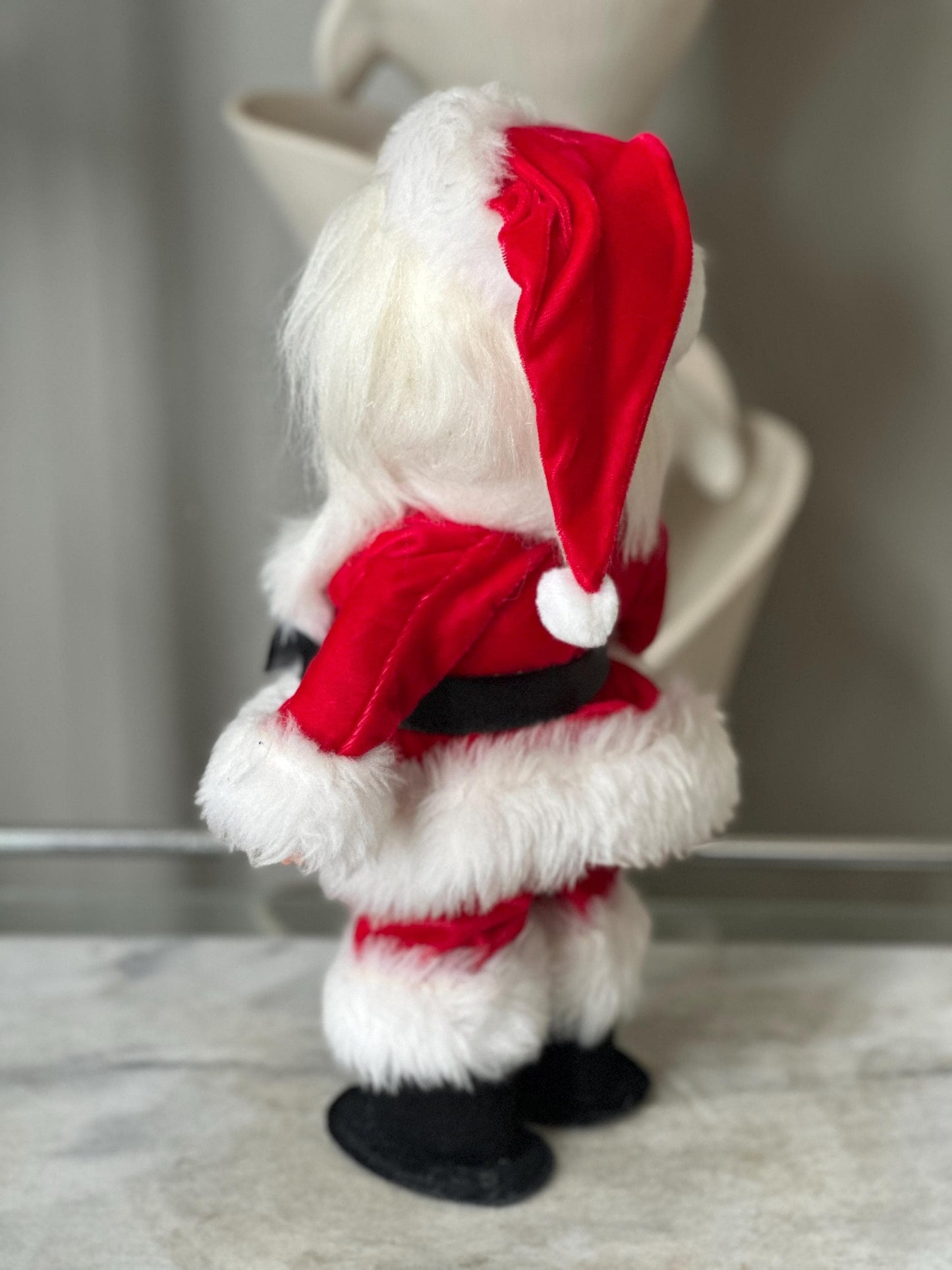 Vintage 1970s Hand Crafted Santa Doll: Rubber Face, Blue Eyes, 14" Collectible