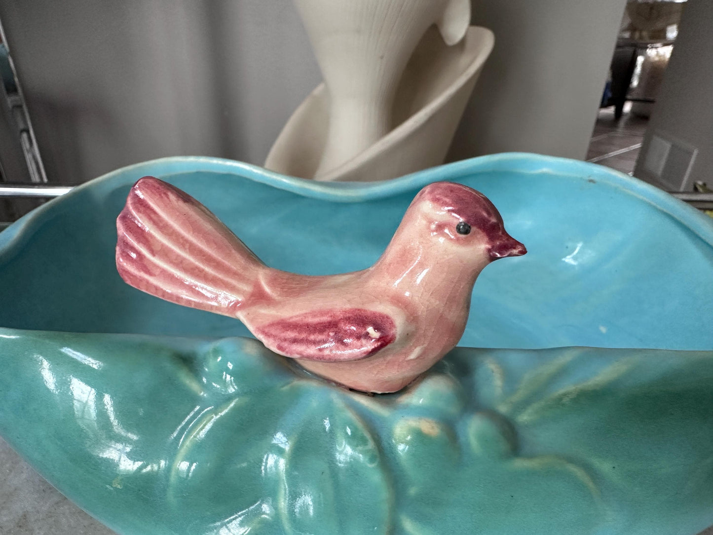1950 McCoy Pottery Novelty Dish with Bird in Blue and Pink USA Pottery McCoy