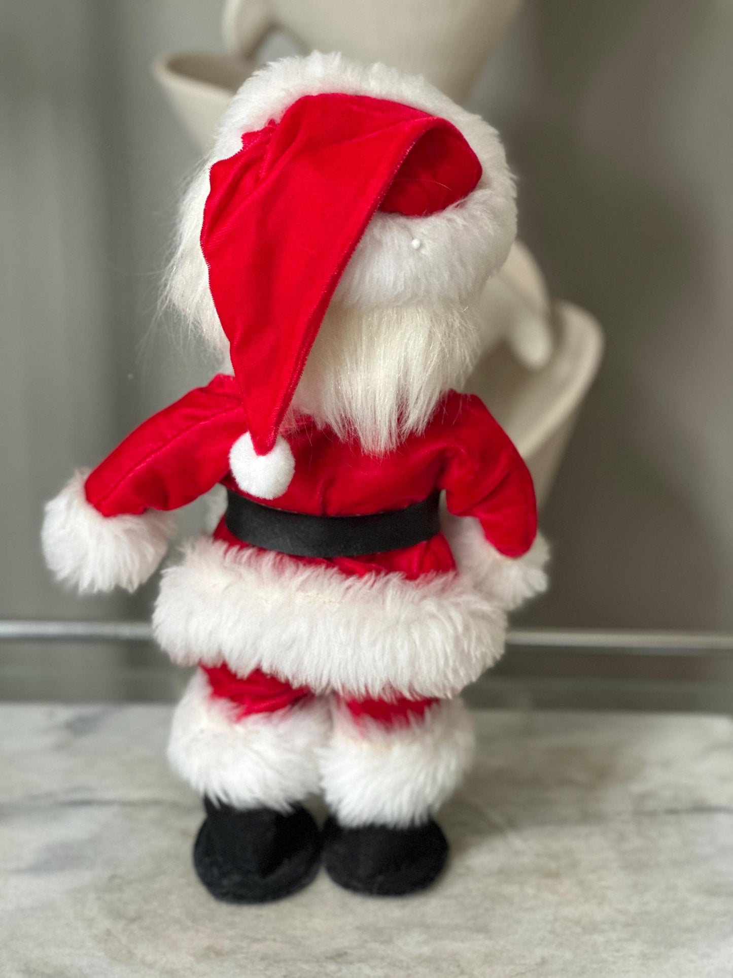 Vintage 1970s Hand Crafted Santa Doll: Rubber Face, Blue Eyes, 14" Collectible