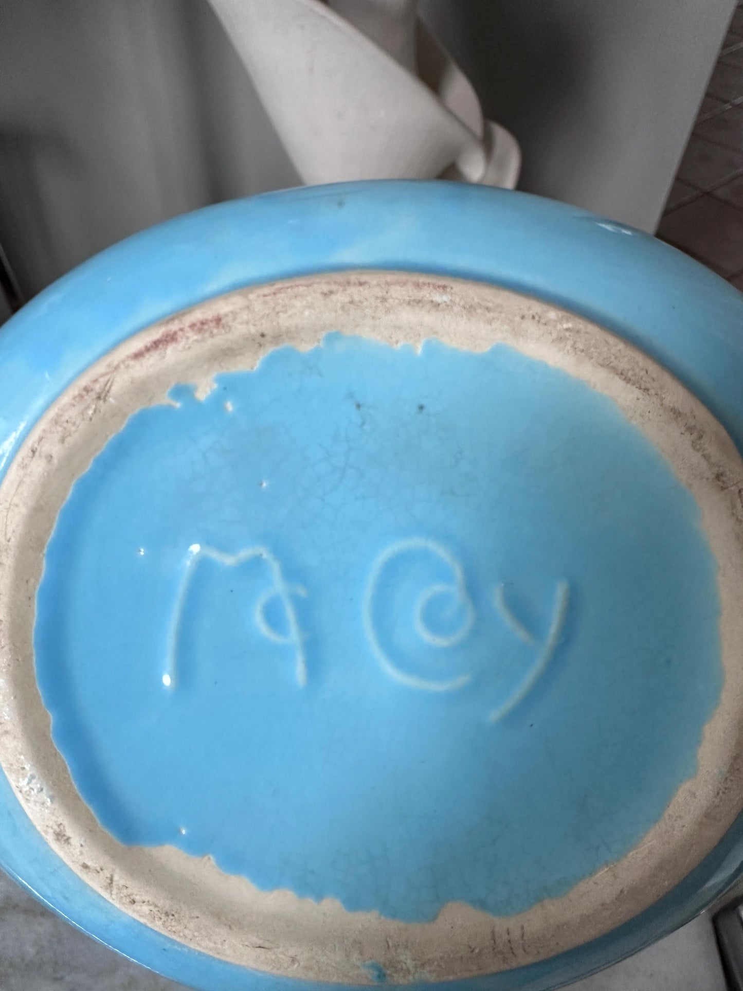 1950 McCoy Pottery Novelty Dish with Bird in Blue and Pink USA Pottery McCoy