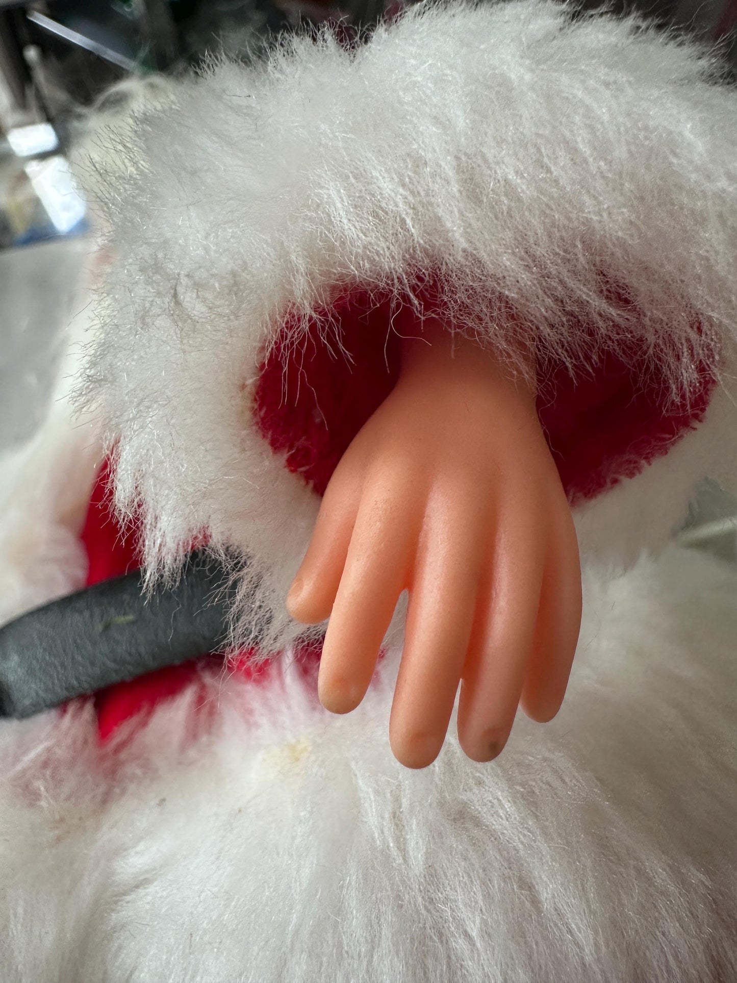 Vintage 1970s Hand Crafted Santa Doll: Rubber Face, Blue Eyes, 14" Collectible