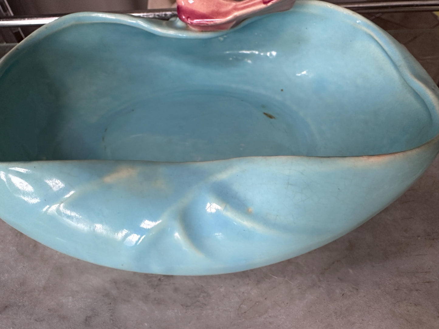 1950 McCoy Pottery Novelty Dish with Bird in Blue and Pink USA Pottery McCoy