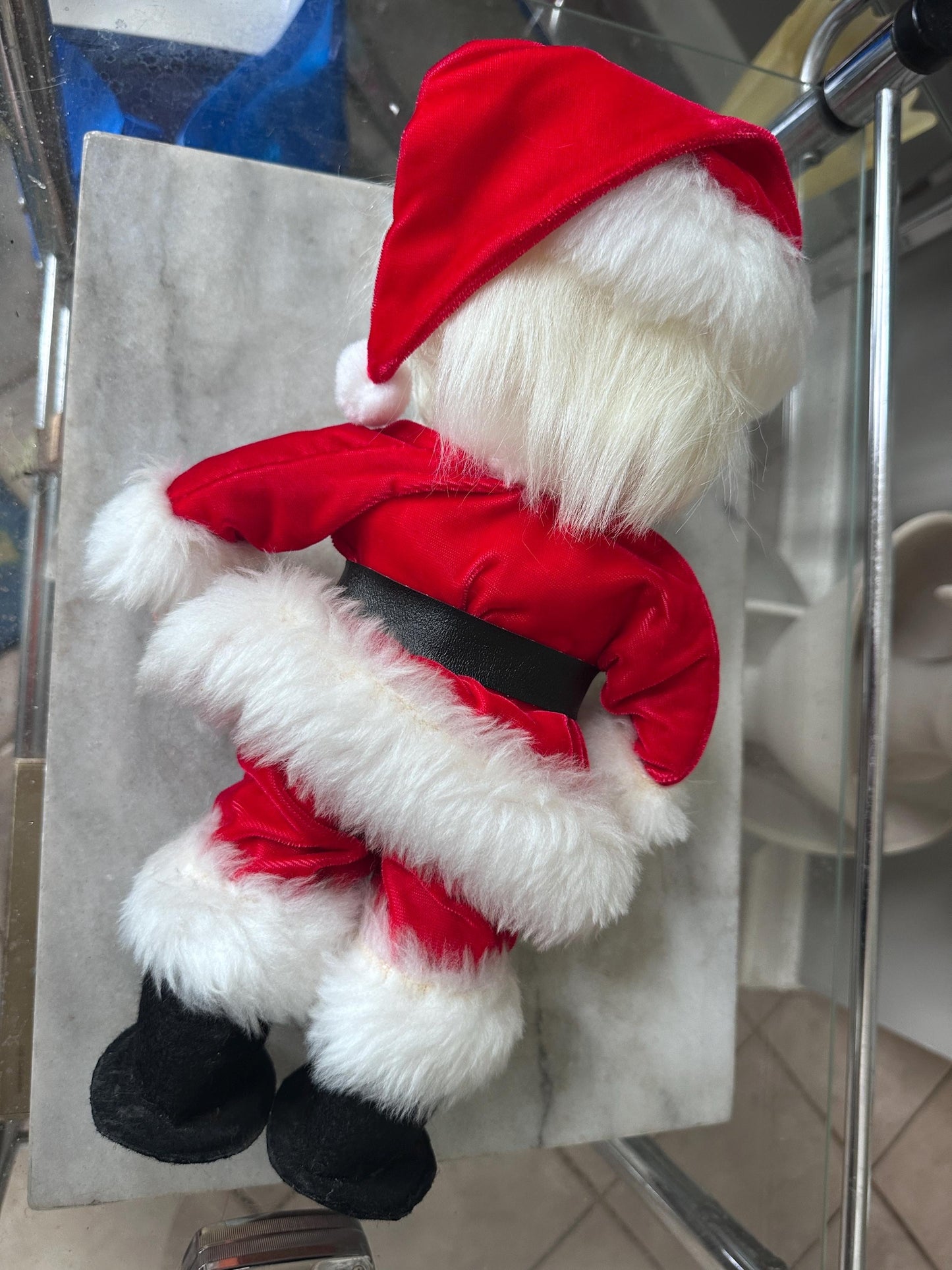 Vintage 1970s Hand Crafted Santa Doll: Rubber Face, Blue Eyes, 14" Collectible