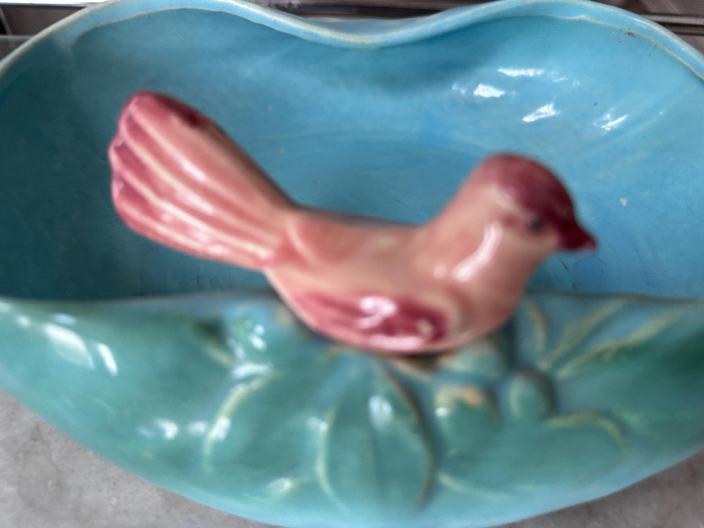 1950 McCoy Pottery Novelty Dish with Bird in Blue and Pink USA Pottery McCoy
