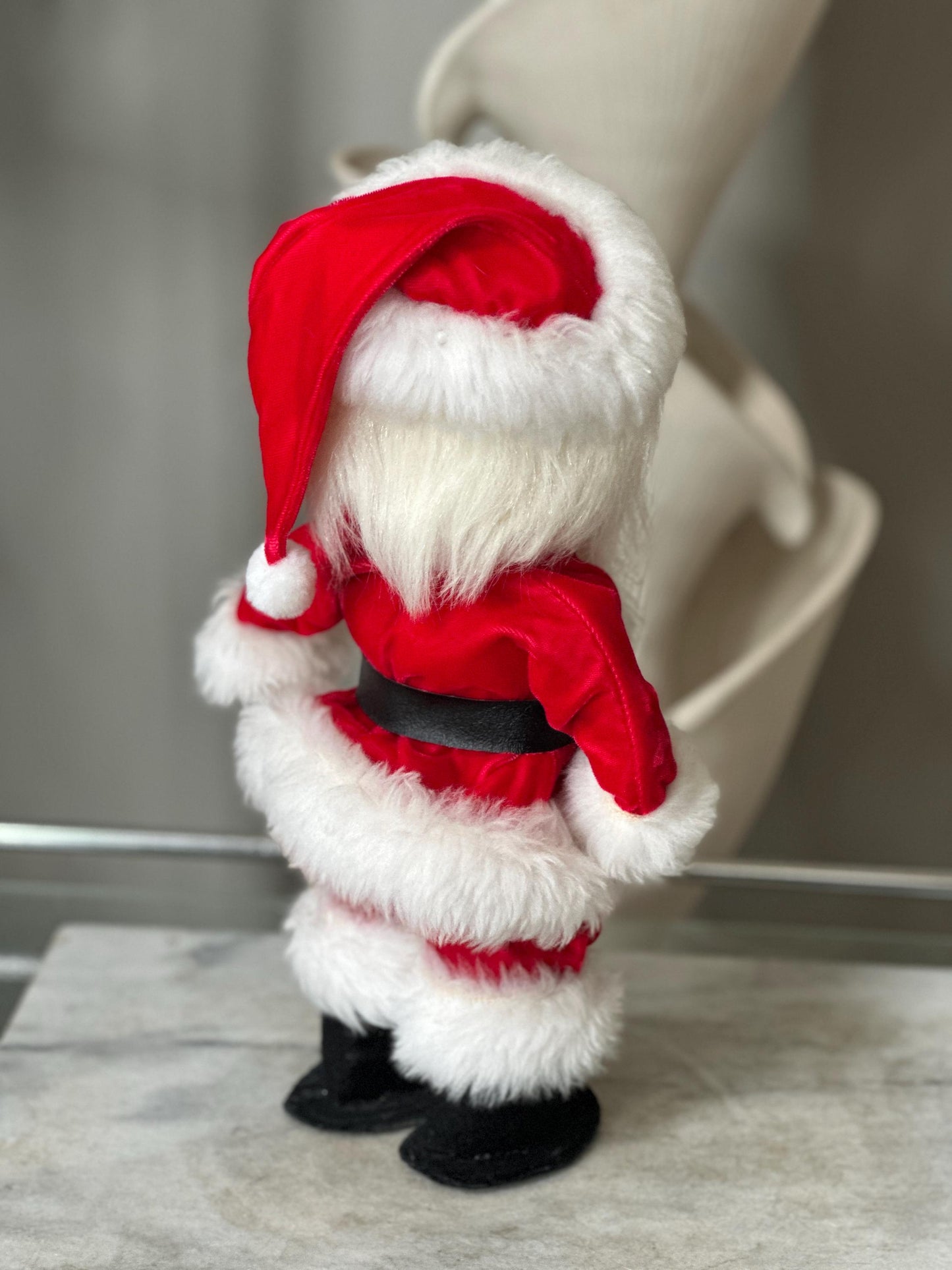 Vintage 1970s Hand Crafted Santa Doll: Rubber Face, Blue Eyes, 14" Collectible