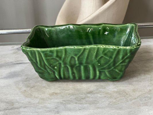 Vintage UPCO USA 482 Green Leaf Planter Cachepot | Mid Century Modern Ceramic Jardiniere | Retro Green Pottery Planter | Vintage Home Decor