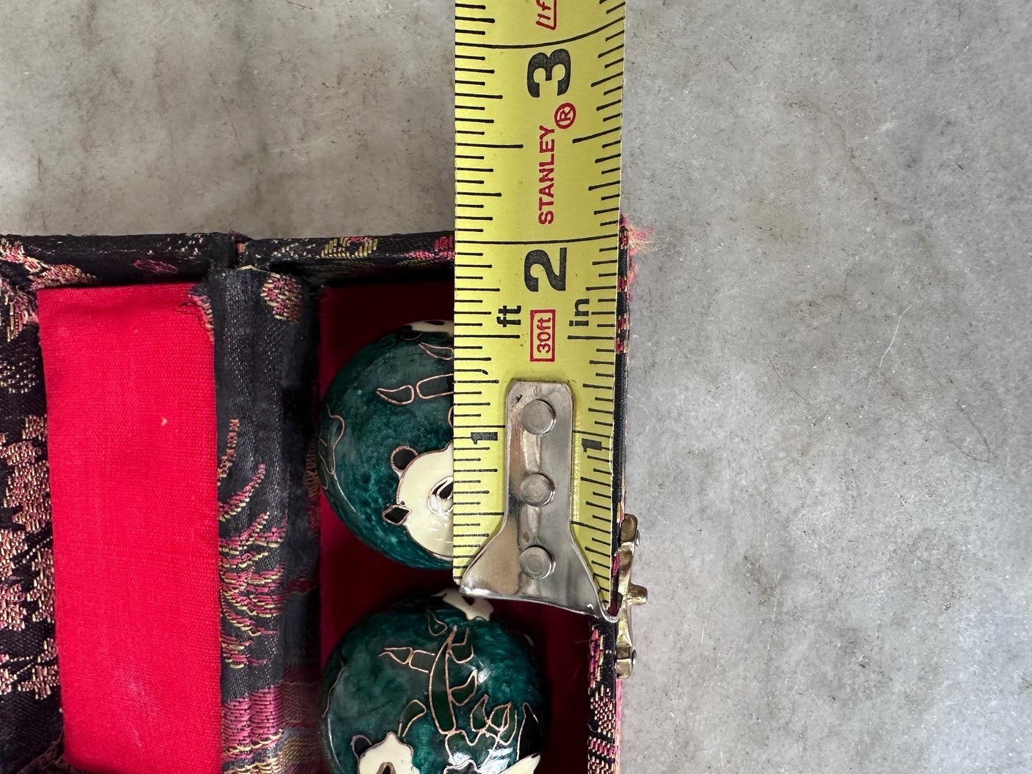 Vintage Panda Baoding Balls with Brocade Box - Chinese Stress Relief