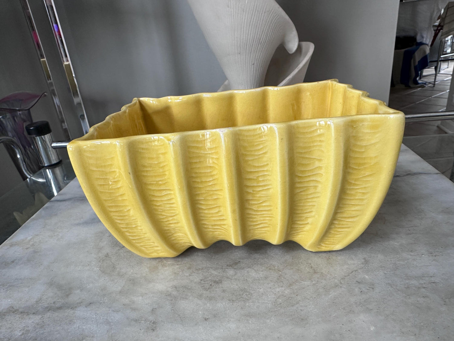 Vintage Cookson Pottery Rectangular Planter CP-3087, Vivid Yellow Mid Century