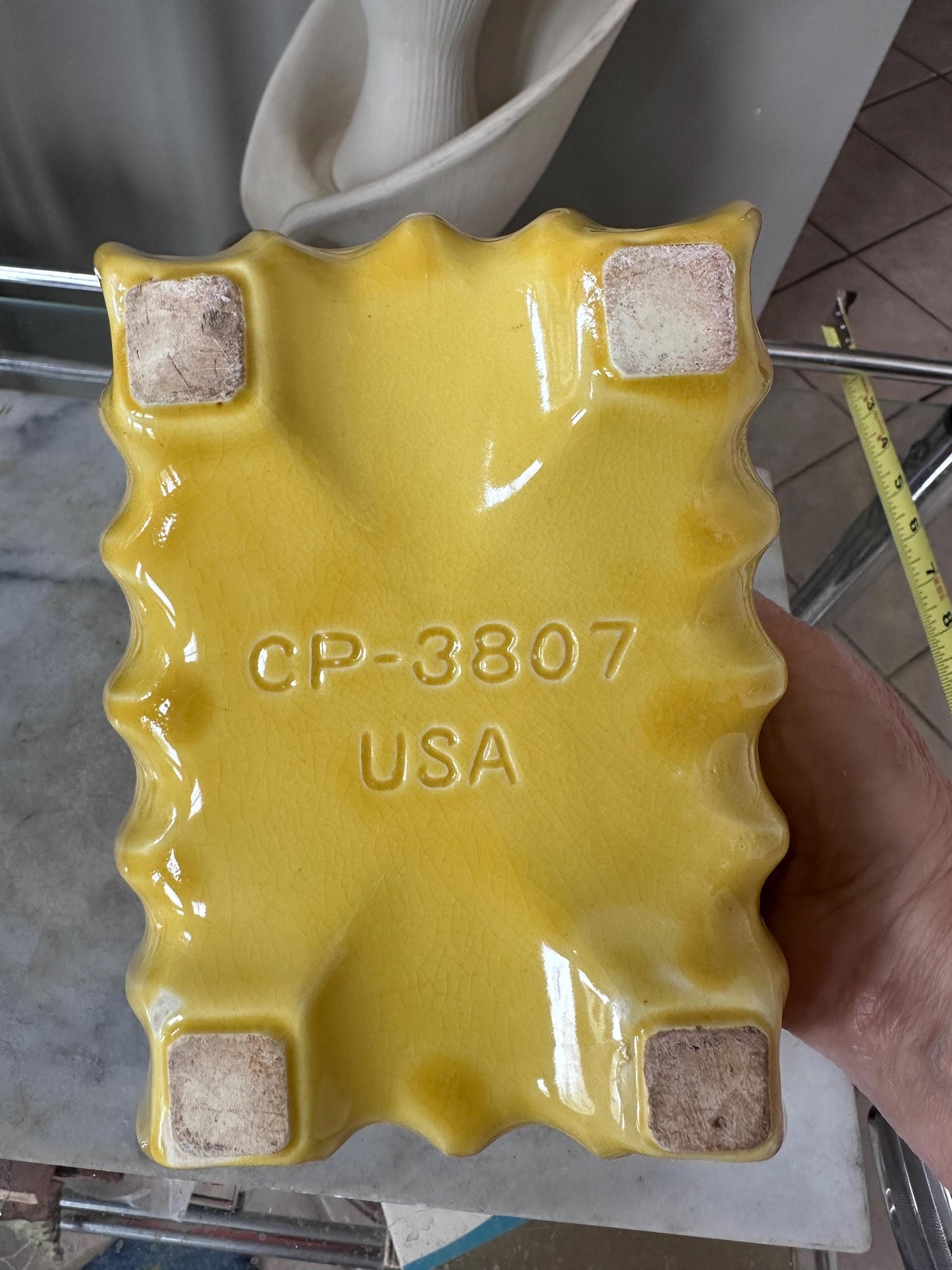 Vintage Cookson Pottery Rectangular Planter CP-3087, Vivid Yellow Mid Century