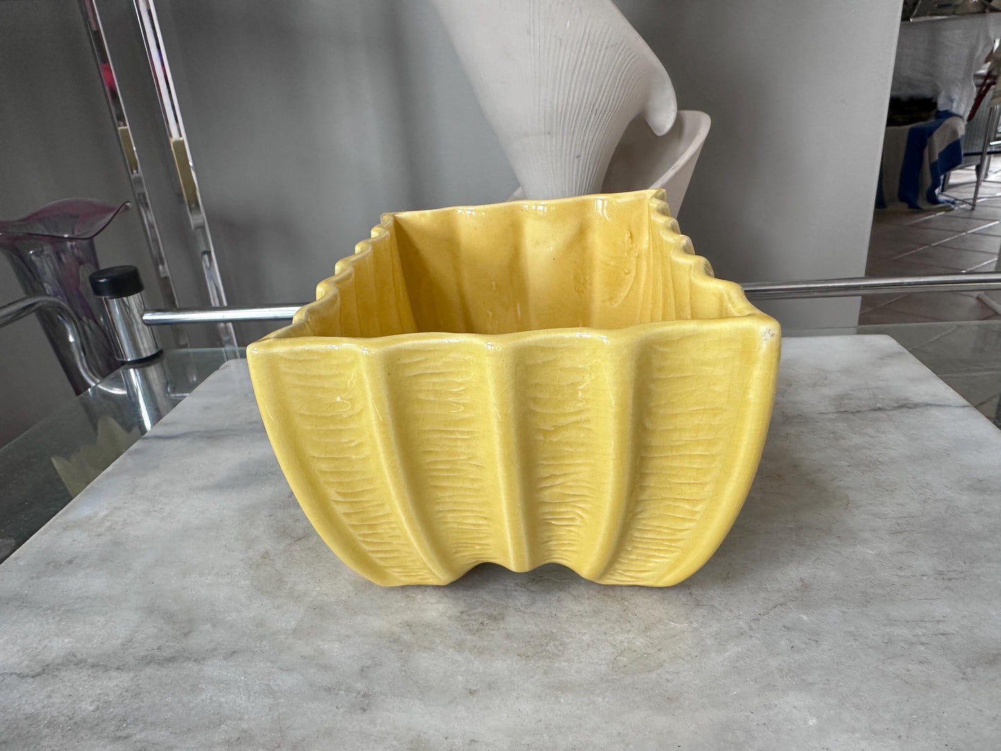 Vintage Cookson Pottery Rectangular Planter CP-3087, Vivid Yellow Mid Century