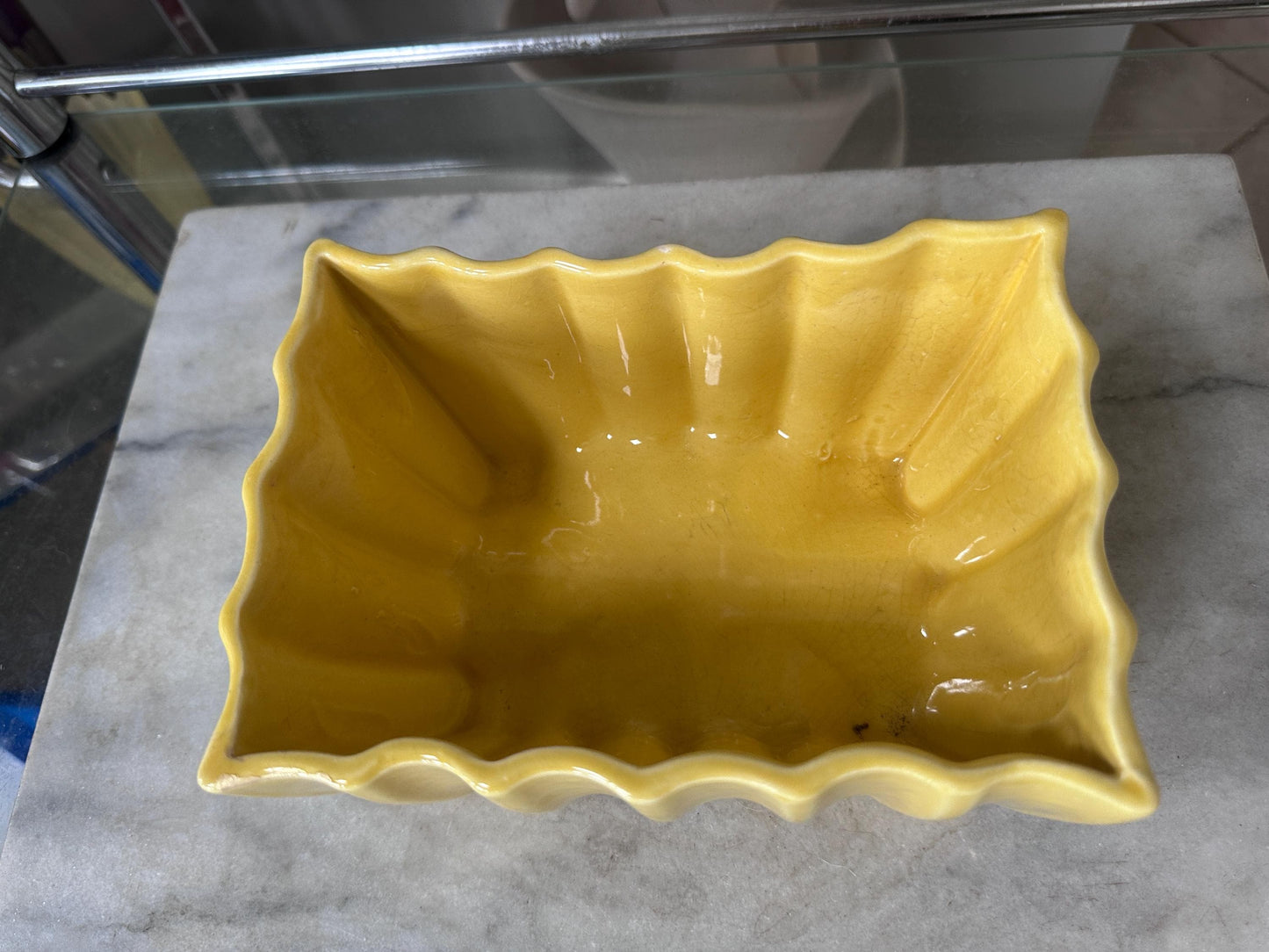 Vintage Cookson Pottery Rectangular Planter CP-3087, Vivid Yellow Mid Century
