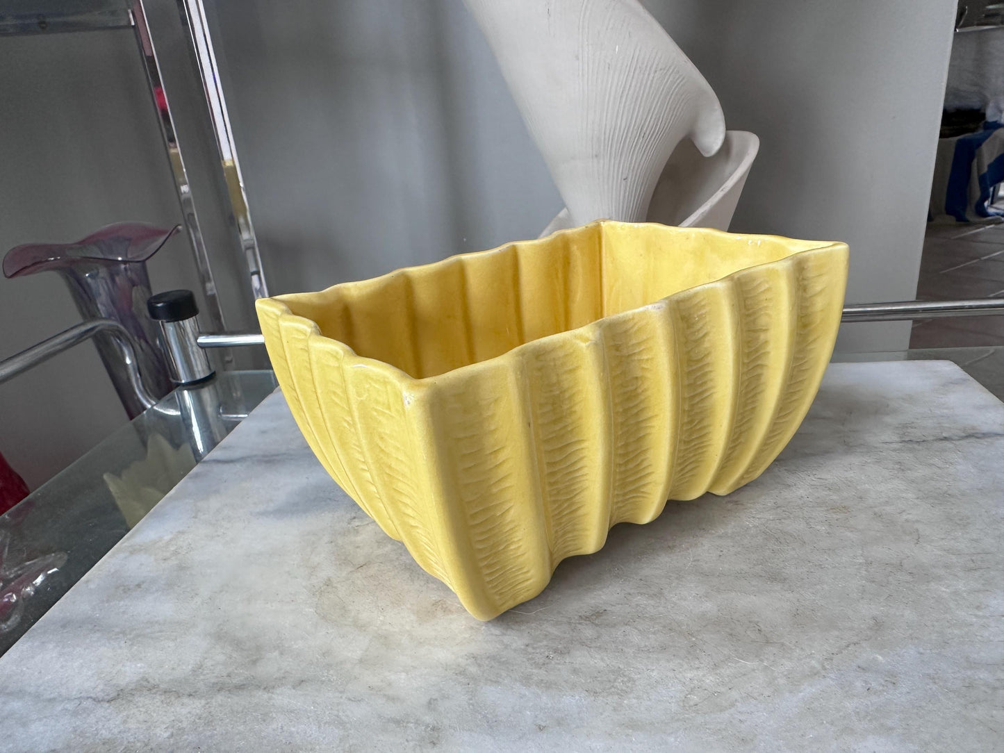 Vintage Cookson Pottery Rectangular Planter CP-3087, Vivid Yellow Mid Century